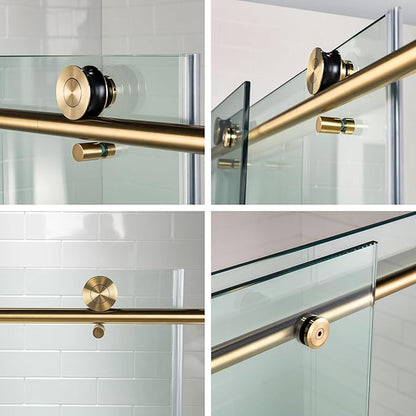 Woodbridge Frameless Shower Doors 44-48" Width x 76" Height with 3/8"(10mm) Clear Tempered Glass in Brushed Gold Finish,MSDC4876-BG
