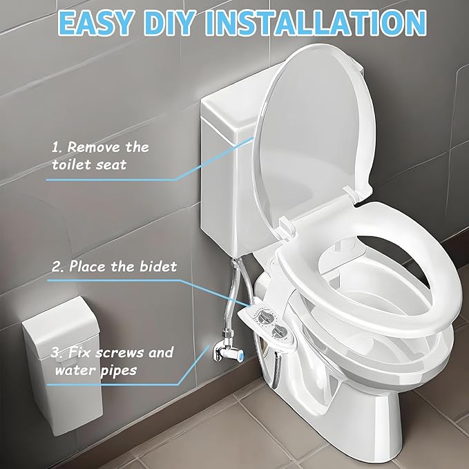 Bidet Toilet Attachment,Non-Electric 3 Wash Modes, Adjustable Water Pressure, Cold Water, White