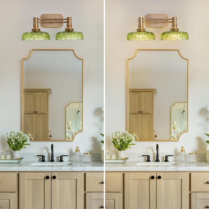 Vintage Green Vanity Lights 2-Light Bathroom Lighting Wall Sconces Over Mirror Picture Wall Light for Bedroom Hallway