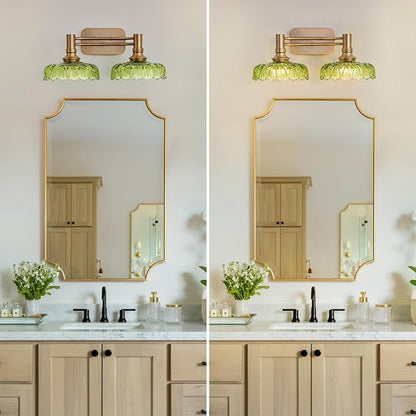 Vintage Green Vanity Lights 2-Light Bathroom Lighting Wall Sconces Over Mirror Picture Wall Light for Bedroom Hallway