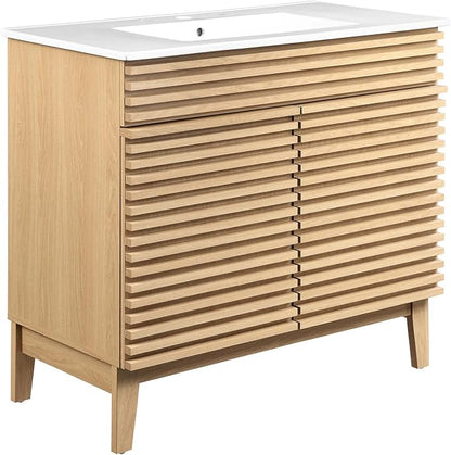 Modway Render 36" Bathroom Vanity in Oak White