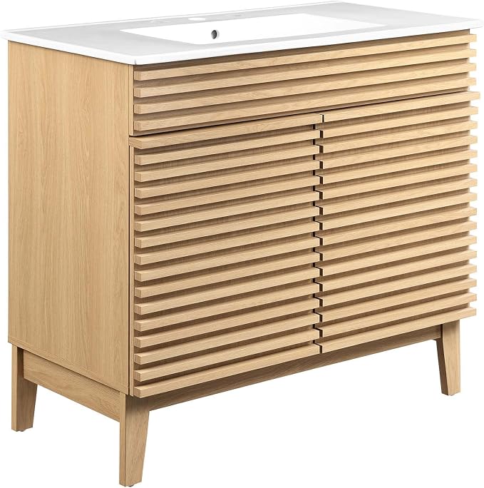 Modway Render 36" Bathroom Vanity in Oak White