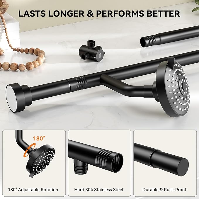 Dual Shower Head for Couples, Double Showerheads (Black) | High Pressure, Two Showerhead System Fit 2 Person People, Birthday Gifts for Women Men, Spa-Like, Segmented Design