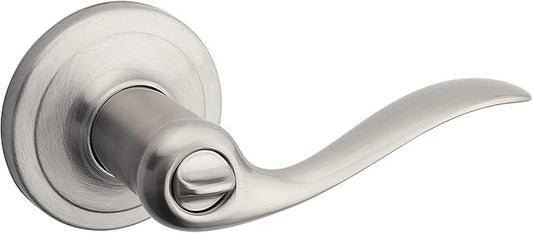 Kwikset Tustin Entry Door Handle with Lock and Key, Secure Keyed Reversible Lever Exterior, Doorlock, For Front Entrance and Bedrooms, Satin Chrome, Pick Resistant Smartkey Rekey Security