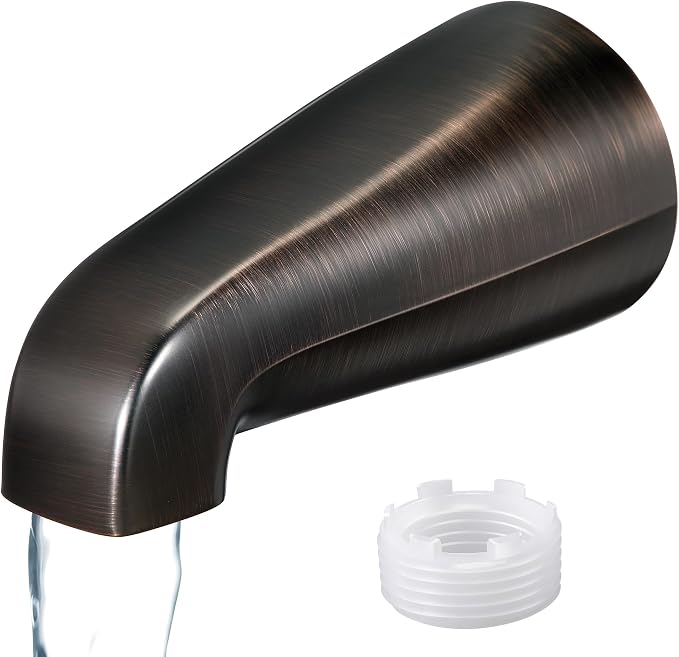 Dreyoo Universal Bath Tub Spout with Adapter, 5 Bathroom Bathtub Faucet Spout Without Diverter, Fits for 1/2'', 3/4'' IPS Inside Thread Connection and Tub/Shower Faucet Brands (Oil Rubbed Bronze)