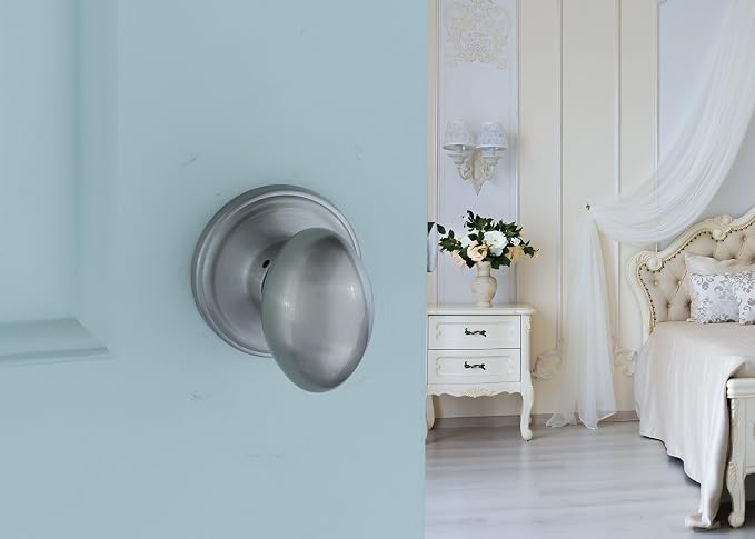 Copper Creek EK2020SS Egg Door Knob, Passage Function, 1 Pack, in Satin Stainless