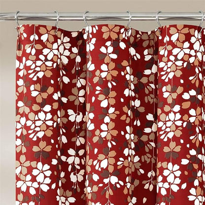 Lush Decor Weeping Flower Shower Curtain 72"W x 72"L Red - Fabric Shower Curtains for Bathroom - Floral Bathroom Curtain - Cottage Core Decor