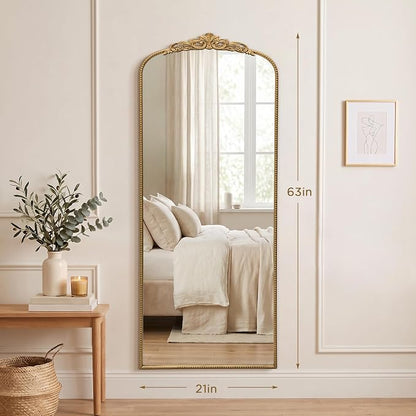 Micasso Gold Full Length Mirror: 26''x63'' Large Vintage Floor Body Mirror | Baroque Long Wall Mirror - Traditional Ornate Antique for Cloakroom/Dressing Room/Bedroom/Entryway - Ideal for Living Room