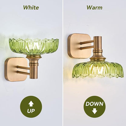 Vintage Glass Wall Sconces Green Vanity Lights Bathroom Light Fixture Over Mirror Wall Light for Picture Doorway Bathroom Bedroom Hallway Farmhouse