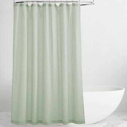 KGORGE Linen Blend Semi-Sheer Shower Curtains Lightweight for Bathroom | Waterproof Fabric for Bathtub, Button Hole Half Privacy Quick Dry, Hooks Included, Sage Green, W72 x L90