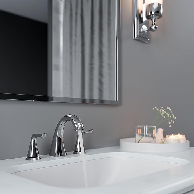 Pfister Willa Bathroom Sink Faucet, 8-Inch Widespread, 2-Handle, 3-Hole, NSF Certified, Polished Chrome Finish, LF049MALCC