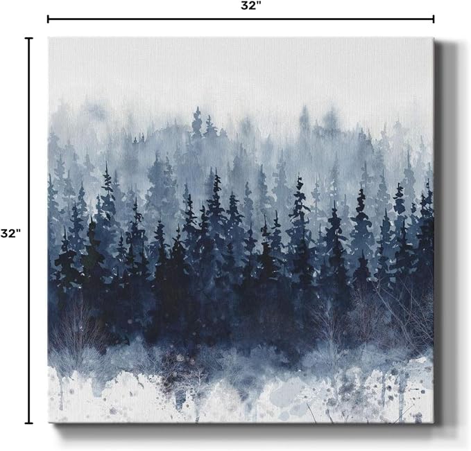 Renditions Gallery Indigo Forest Wall Art, Premium Gallery Wrapped Canvas Decor, Ready to Hang, 32 in H x 32 in W, Made in America Print