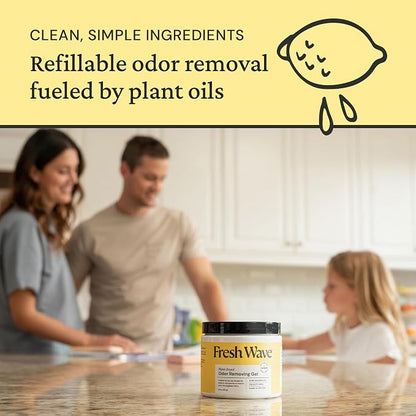 Fresh Wave Lemon Odor Eliminator Gel 2Pk 15 oz - Air Freshener for Home | Lasts 30-60 days. Plant-based odor absorber. No perfumes or harsh chemicals. Bathroom & closet deoderizer. Refills available.