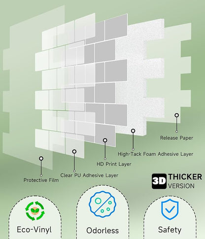 Peel and Stick Backsplash for Kitchen: Self Adhesive Wall Tiles for Bathroom - Vinyl Thick Back Splash Tile (10, Grey)