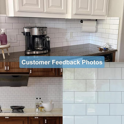 Yipscazo 2026 New Upgrade Peel and Stick backsplash 3 x 6 Inches, Backsplash Tile Peel and Stick Tile for Kitchen, Bathroom, Laundry Room, Fireplace(Polished White, 160 Pieces)