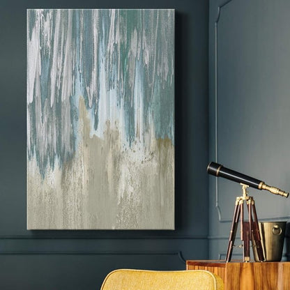 Renditions Gallery Canvas Wall Art Modern Paintings & Prints Decorations Blue Grey Waterfall Canvas Abstract Wall Hanging Artwork Prints for Bedroom Living Room Office - 12"x18" LT02