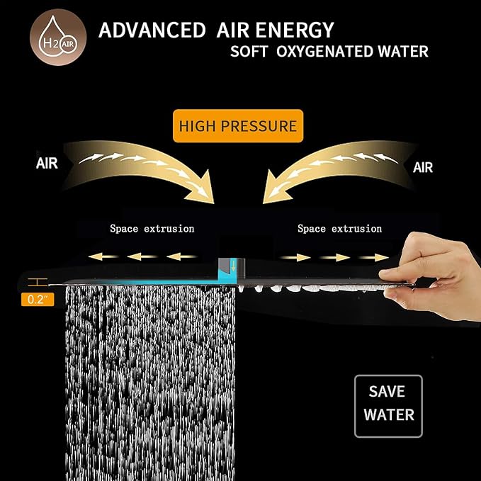 16 In Rain Shower Head High Pressure Rainfall Shower Head Bronze | Square Rain Bathroom Showerhead, High Flow, Large Stainless Steel, Ceiling Mounted, Wall Mounted, Waterfall Full Body