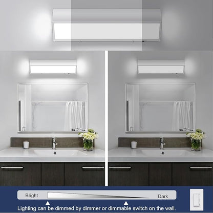 LED Modern Bathroom Vanity Light Fixtures (16-Inch, 5CCT, Dimmable), Modern Acrylic Bathroom Wall Lighting Fixtures Over Mirror, Chrome