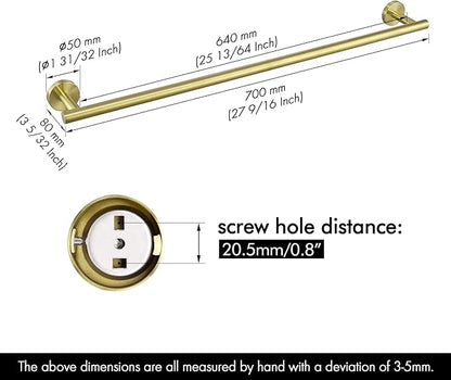 KES 25.2 Inches Towel Bar for Bathroom, Hand Towel Holder, Towel Bar Wall Mount, SUS304 Stainless Steel Brushed Gold, Total Length 27.6 Inch, A2000S70B-BZ