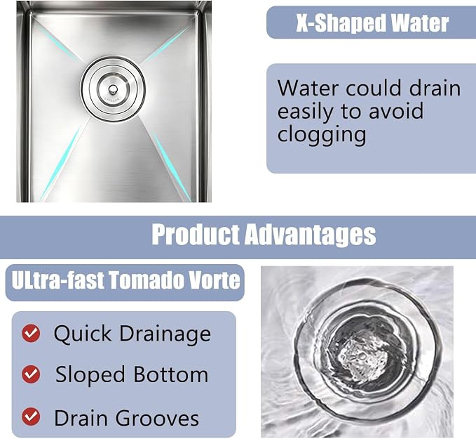 Bar Sink Drop In, 15 x 20 Inch Kitchen Sink, Stainless Steel Square Small Topmount Workstation Sinks, Single Bowl Kitchen Sinks for Office Laundry Wet Bar Prep RV Outdoor Yard