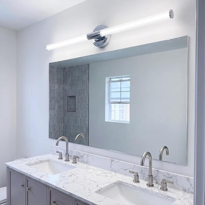 URSOLA 40" Modern LED Bathroom Light Fixtures, Chrome 3CCT Dimmable Bathroom Vanity Light Over Mirror, Bathroom Vanity Bath Bar Lights with 360° Removable Acrylic Light Tube