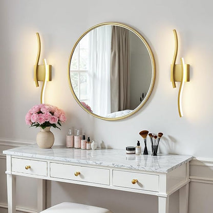 Gold LED Bathroom Vanity Lights: 23.6 Inch 16W Bathroom Lighting Fixtures Over Mirror 5CCT Dimmable 2700-5000K Vanity Lights Modern Bath Sconces Wall Light for Mirror Cabinets Bedroom Living Room