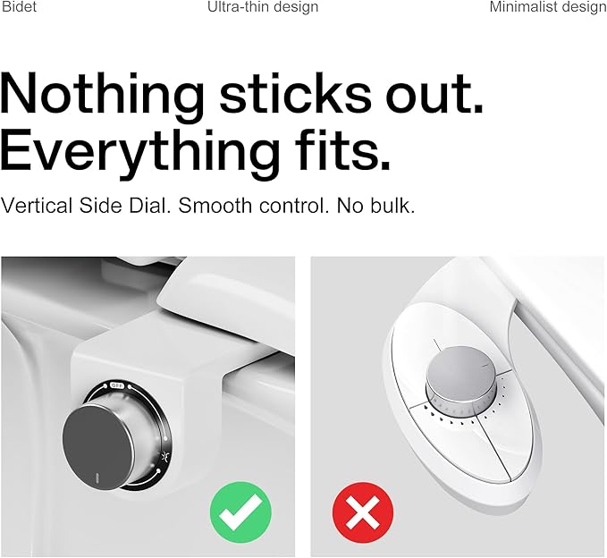 hansrapo Bidet Attachment Non-Electric, Dual Retractable Nozzles for Rear & Feminine Wash, Adjustable Water Pressure, Space-Saving Design for Small Bathrooms.