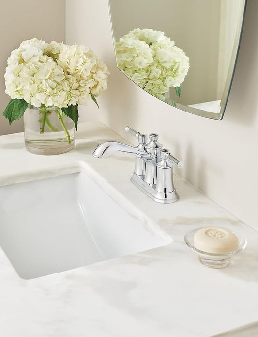 Moen Dartmoor Chrome Traditional Two Handle Centerset Bathroom Sink Faucet, 6802