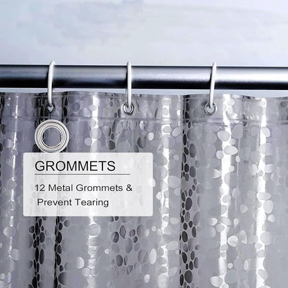 Shower Curtain Liner, 100% Waterproof Eva Shower Curtains with 3 Duty Heavy Bottom Magnets and 12 Rust Proof Grommets, 72x72 Weighted Shower Liner for Shower Stall, Bathtubs