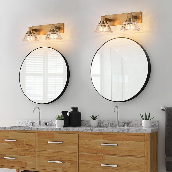 Vintage Vanity Lights 2-Light Bathroom Light Fixtures Antique Brass Vanity Light for Bathroom(7.7pounds)