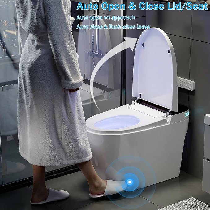 TOTTE Smart Toilet with Bidet, Hands-Free with Auto Open/Close Lid & Self-Cleaning Bowl | Adaptive Warm Water Wash & Heated Seat, Built-in Aroma, One-Piece Elongated Design