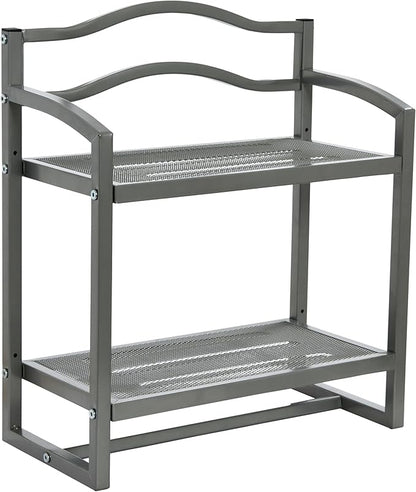 Household Essentials 2-Tier Metal Wall Mount Bathroom Storage Rack, Silver