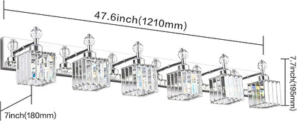 PRESDE 6-Light Crystal Bathroom Lights Fixtures Chrom Modern Wall Lighting Over Mirror