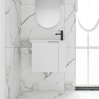 22" Floating Bathroom Vanity with Sink,22 Inch Wall Mounted for Small Bathrooms, Soft-Close Door Cabinet with White Ceramic Basin & Waterproof Plywood, Modern Space Saving Vanity, White