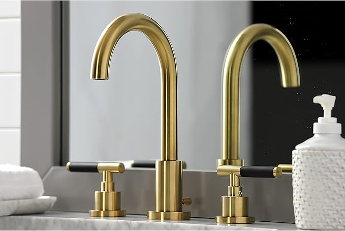 Fauceture FSC8923CKL Kaiser Widespread Bathroom Faucet with Pop-Up Drain, Brushed Brass