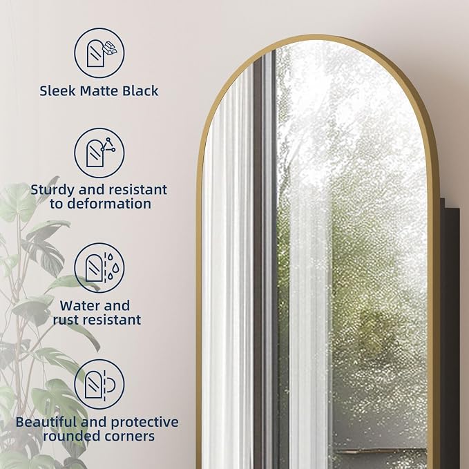 Medicine Cabinets for Bathroom, Brush Gold Arched Medicine Cabinet Recessed or Surface Wall-Mounted,Modern Bathroom Vanity Mirror with Storage, Mirrored Cabinet with Adjustable Shelves,16x31 Inch