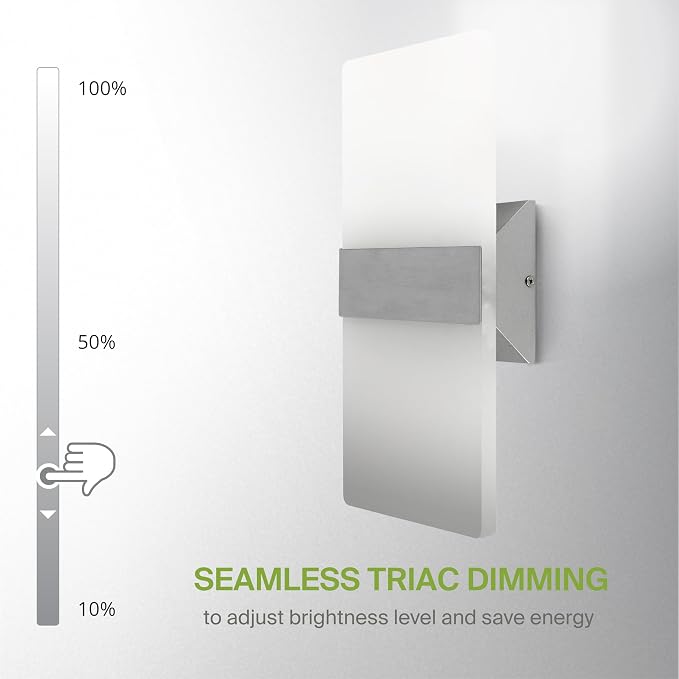 ASD 14 Inch Indoor LED Wall Sconce - 24W 2700K-5000K Dimmable Brushed Nickel Wall Sconce Lights for Living Room, Bedroom, Bathroom, Hallway - Modern Wall Sconces Hardwired, ETL Interior Light