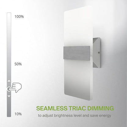ASD 14 Inch Indoor LED Wall Sconce - 24W 2700K-5000K Dimmable Brushed Nickel Wall Sconce Lights for Living Room, Bedroom, Bathroom, Hallway - Modern Wall Sconces Hardwired, ETL Interior Light