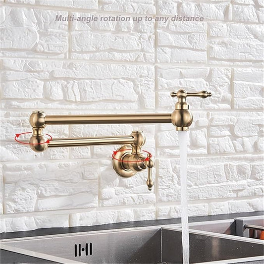 Single Handle Bathroom and Kitchen Faucet Cold Water Folding Basin Tap Single Hole Installation(Brushed Gold)