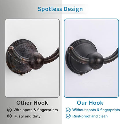 FILTA Bathroom Towel Hooks, Oil Rubbed Bronze Robe & Towel Hooks for Wall Mounted, Traditional Towel and Robe Hooks for Hanging Towels, Bath Towel Holder for Shower(4 Pack)