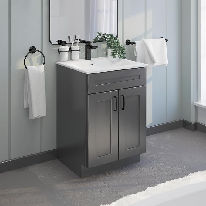 Grey Shaker Sink Base Bathroom Vanity 24"/30"/36" Width (24" Width)