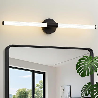LED Bathroom Vanity Lights Black Wall Sconce Modern 30" | 360° Bright Bathroom Light Fixture, Dimmable Vanity Light, Hardwired Wall Light 4000K for Mirror