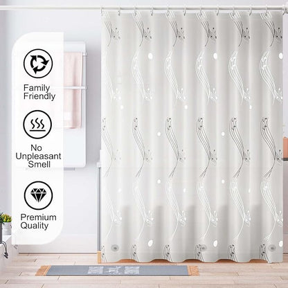 Blue Shower Curtain Liner, 4G PEVA Shower Liner, Plastic Peva Waterproof Shower Curtains, 72x72 inch with Grommet Holes 3 Magnetic Weights
