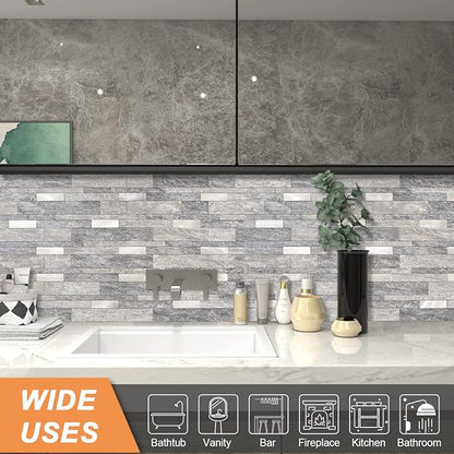 VAOVI Peel and Stick Tile Stone Backsplash for Kitchen Wall(5pcs,Gray)