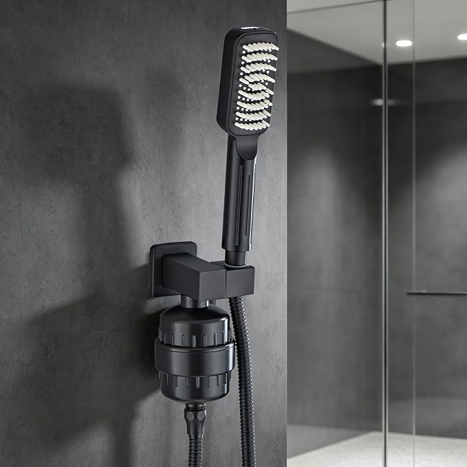 Handheld Shower Head，High Pressure Shower Head,Water Saving Detachable Shower Wand with Solid Brass Body and 5 ft Flexible Hose, Easy to Clean and Durable (Soft Head with Filter)