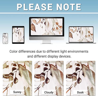 No Hook Floral Shower Curtain with Liner, Eucalyptus Taupe, 71x74 | Snap in Liner, 3 in 1, Water Repellent, Easy Install, Machine Washable, Hotel Style for Bathroom, Watercolor Pattern