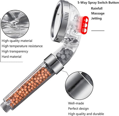 NOSAME Shower Head, Filter Filtration High Pressure Water Saving 3 Mode Function Spray Handheld Showerheads for Dry Skin & Hair | Handheld Showerheads, Filter Filtration High Pressure Water Saving 3 Mode Function Spray Shower Head for Dry Skin & Hair