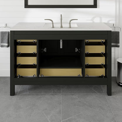 Eviva Aberdeen 54 in. Espresso Single Sink Bath Vanity with Carrara Quartz Top and Undermount Porcelain Sink