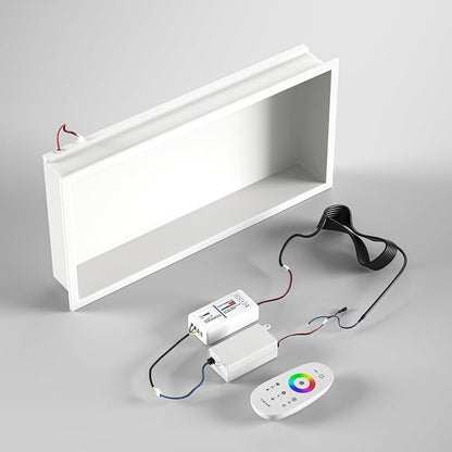 Stainless Led Shower Niche 24"x12" White RGB Light No Tile Needed | 304 stainless steel shower niche,recessed niche shower,Led driver & remote control included,dimmable,bathroom shower storage