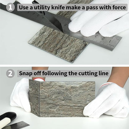 AULIGET 4-Piece Faux Stone Peel and Stick Backsplash Wall Tiles, 3" x 6" Apache Brown Rock PVC Stick on Tile for Backsplash Kitchen, Bathroom, Laundry Room, Camper, Fireplace